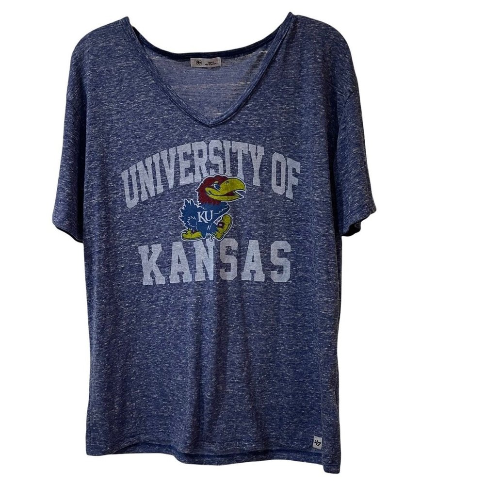 University of Kansas Jayhawks Women's S Short Sleeve V-Neck T-Shirt 47 Brand New